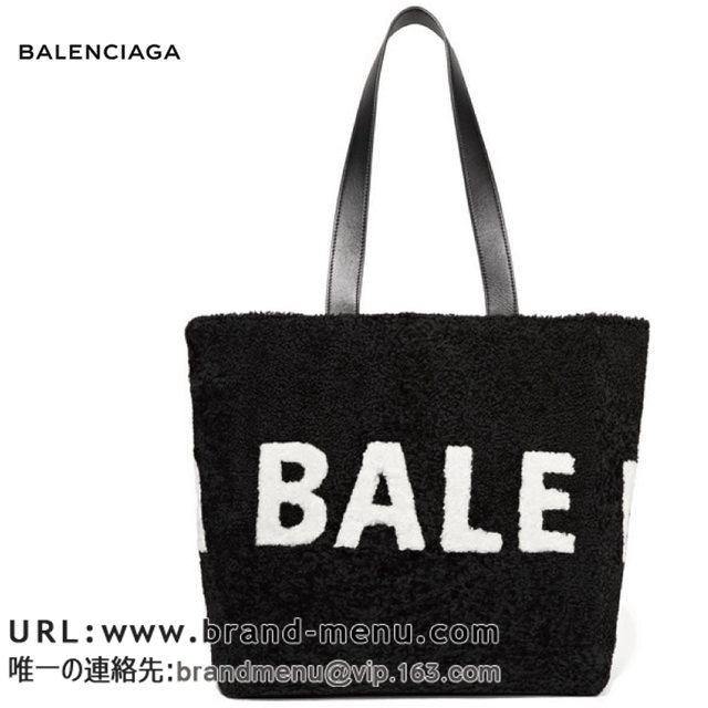 oVAK BALENCIAGA ɂ郉OWA[uh Intarsia shearling shoulder bag obO ubN 2018-2019NH~ X[p[Rs[ʔ