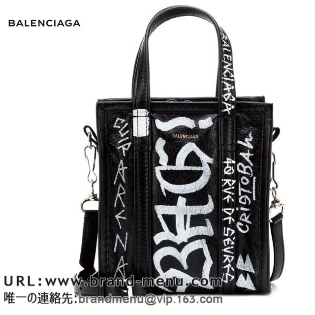 oVAK BALENCIAGA  ɂ郉OWA[uh Graffiti Bazar XXS leather shopper obO ubN 2018-2019NH~X[p[Rs[ʔ