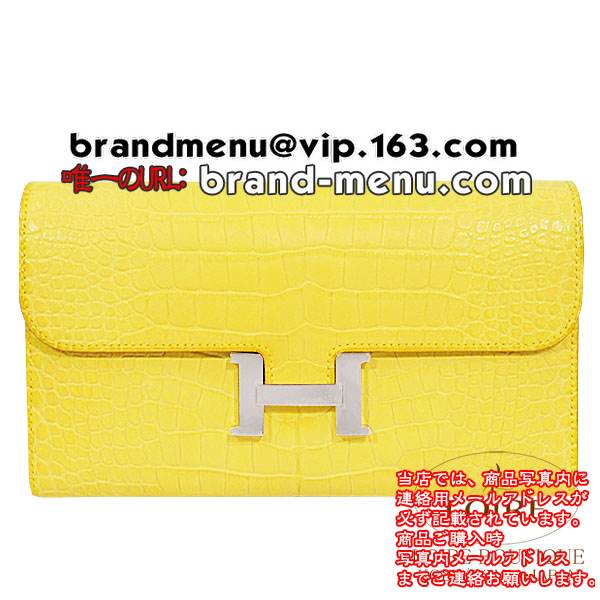 エルメス[HERMES]コンスタンス[Constance]　ロング　アリゲーターマット　ミモザ　シルバー金具
