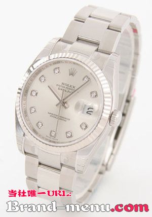 ブランドコピー★ロレックス Ref.116234G デイトジャスト ダイヤインデックス WGベゼル 3連ブレス シルバー メンズ