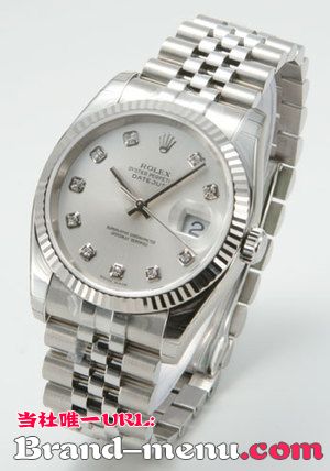 ブランドコピーロレックス Ref.116234G デイトジャスト ダイヤインデックス WGベゼル 5連ブレス シルバー メンズ
