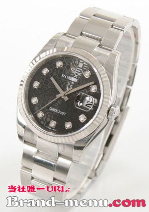 ブランドコピー★ロレックス Ref.116234 デイトジャスト ダイヤインデックス WGベゼル 3連ブレス ブラック