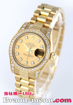 ブランドコピーロレックス Ref.179158 デイトジャスト ダイヤモンド YG金無垢 ゴールド レディース