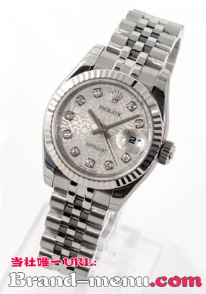 ブランドコピー★ロレックス Ref.179174J デイトジャスト ダイヤインデックス WGベゼル シルバー【ホリコンピューター】 レディース