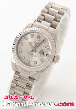 ブランドコピー★ロレックス Ref.179179G デイトジャスト WG金無垢 ダイヤインデックス シルバー レディース
