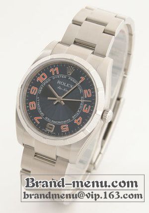 ブランドコピー★ロレックス Ref.114210 エアキング エンジンターンドベゼル ブルー【コンセントリック】 アラビア メンズ