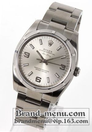 ブランドコピー★ロレックス Ref.114210 エアキング シルバー エンジンターンドベゼル アラビア メンズ